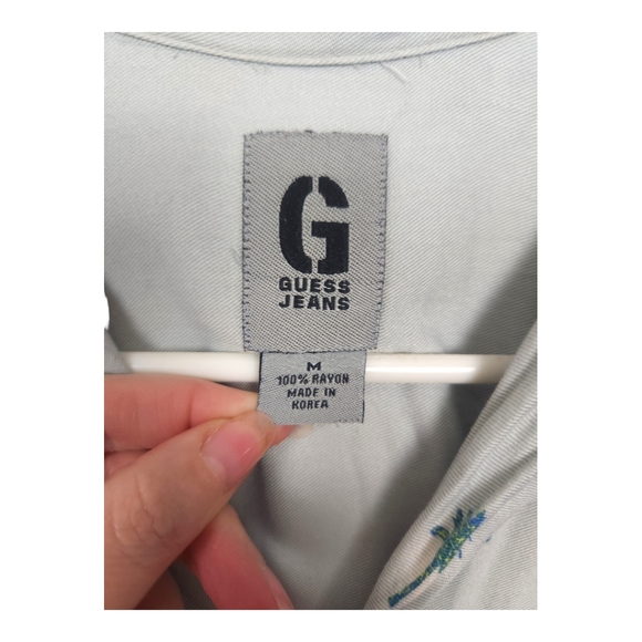 Vintage Guess Jeans Palm Tree Print Button Down - Picture 2 of 11